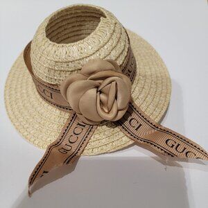 Labubu luxury inspired Straw Hat with Flower Accent #3